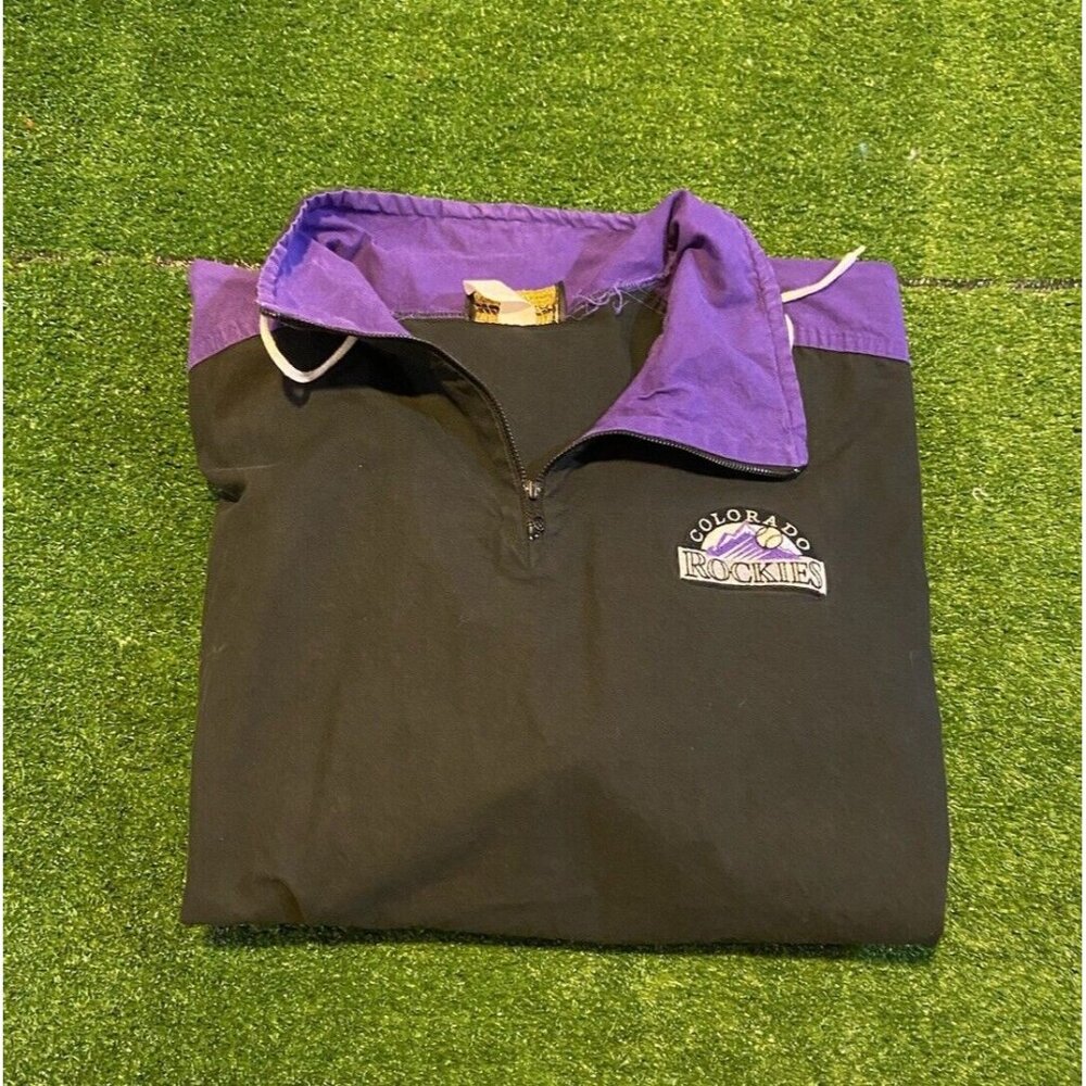 Vintage Colorado Rockies jacket mens extra large purple black pullover MLB 35
